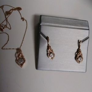 Zales Earring & necklace 14kt rose gold set
